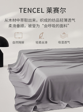 S莱赛尔天丝床单单件纯色裸B睡凉感薄被单床铺单夏季床上用品