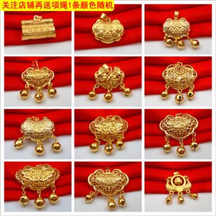 婴儿岁吊坠锁宝宝长坠聪福子伶俐吊坠锁命百锁锁越南沙金黄明锁锁
