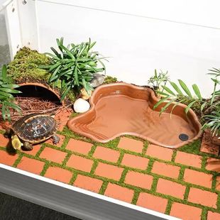 黄缘龟箱造景专用陶砖小红砖安缘饲养缸陶土砖陆龟铺地垫材装饰品