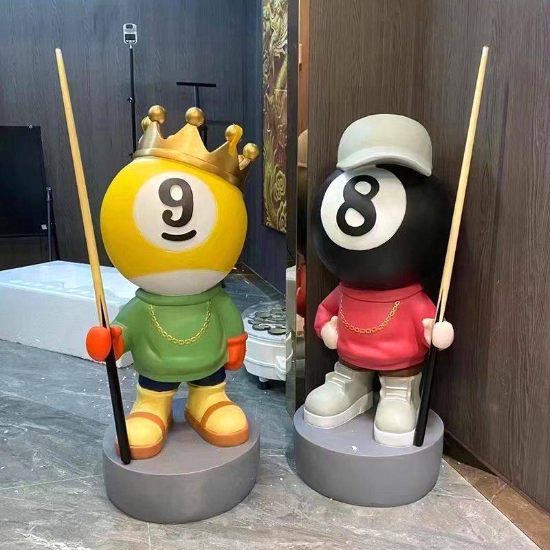 台球桌公仔装饰品桌球俱乐部黑八商用台球厅大型摆件客厅开业礼物