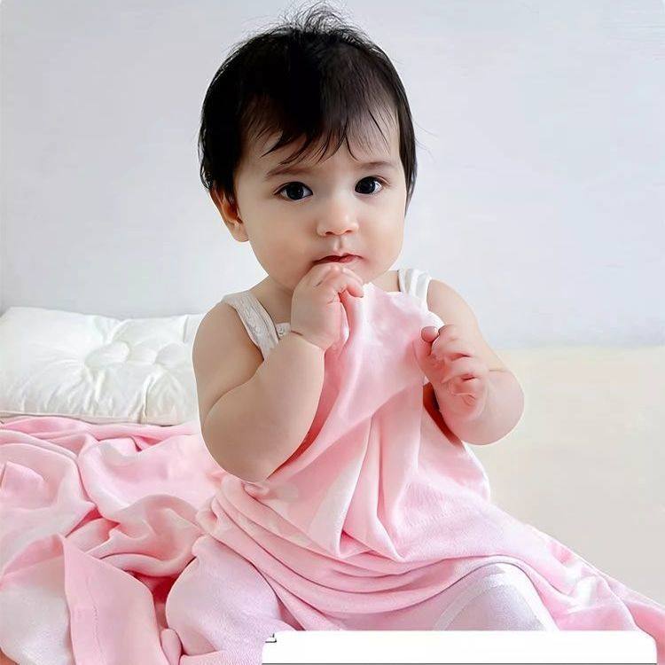 婴幼儿夏季薄款盖毯竹纤维冰丝夏凉被婴儿专用小被子儿童午睡毯子