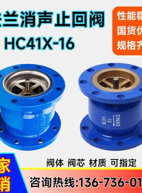 0音 卧式单向阀40  法兰消声止回阀 50HC0108X铸铁16-立41ND消65