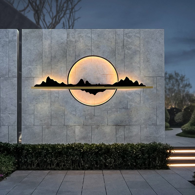 新中式太阳能户外庭院壁灯t防水别墅院子造景装饰壁画灯影壁墙壁