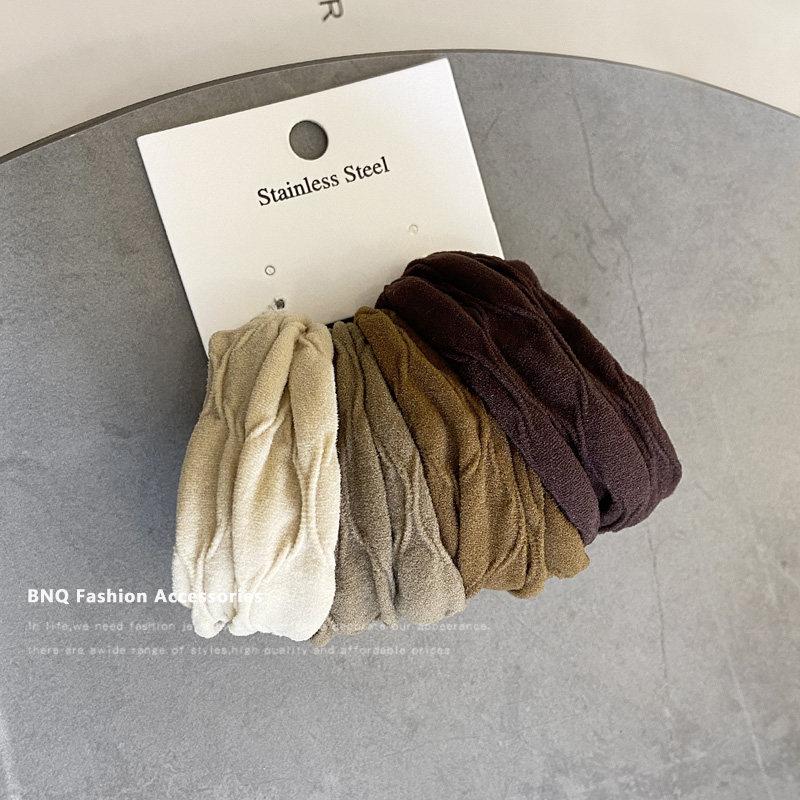 宽边无接缝发圈简约高p弹力扎头皮筋不伤发高弹力绑头绳美拉德色