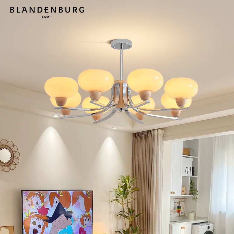 柿子吊灯原木风枝形家用t大厅灯新款创意个性圆球造型客厅灯饰