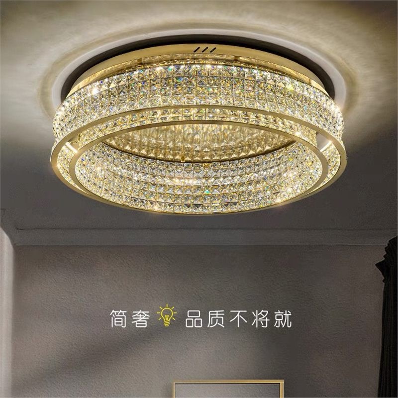 现代轻奢水晶吸顶j灯客厅灯新款不锈钢简约高级感别墅卧室大厅主
