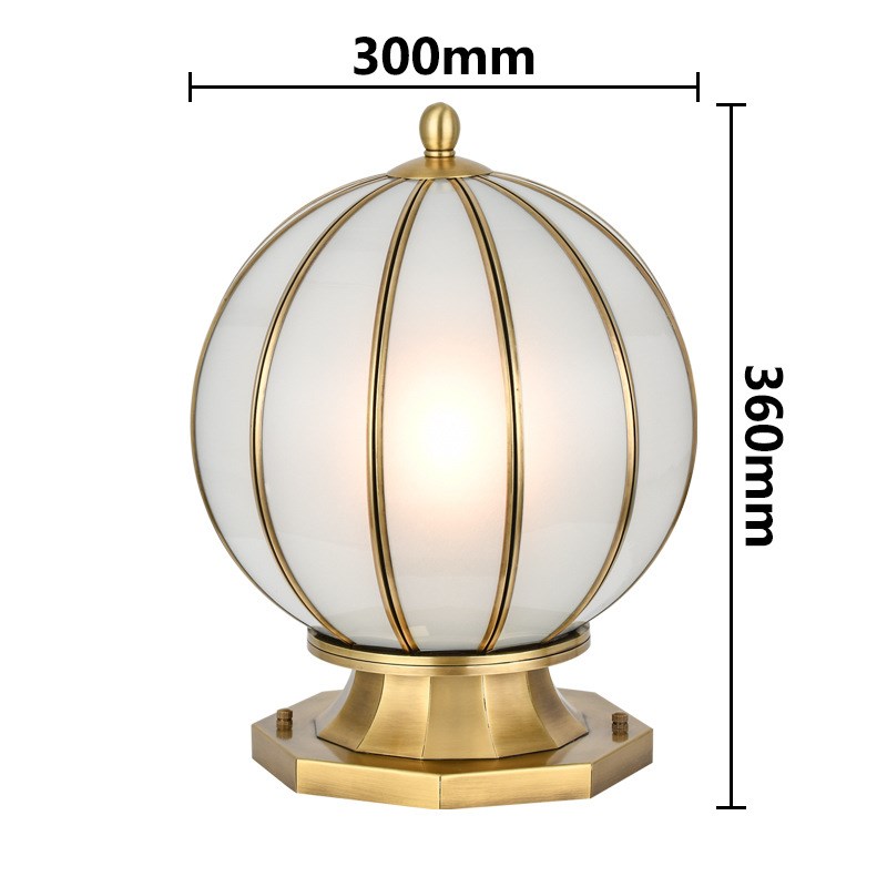 全铜柱头灯户外防水太阳能柱头灯圆形围墙灯N别墅庭院接电款门柱