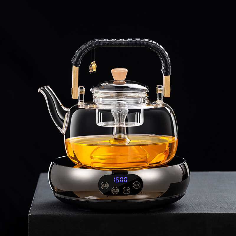 2024年新款电陶炉煮茶壶泡茶家用蒸茶壶玻璃烧水壶煮茶炉茶具套装