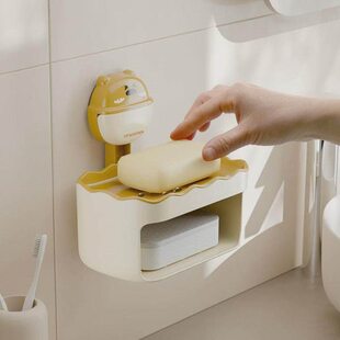 壁挂式浴室免打孔置物架肥皂盒洗漱台收纳卡通香皂盒家用沥水吸盘