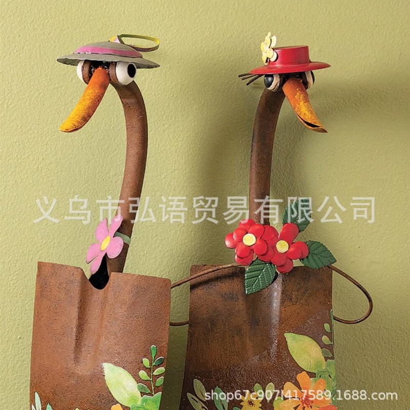 可爱的鸭子花h园艺术洋铲铁锹艺术工艺铁艺装饰金属农场花园装饰