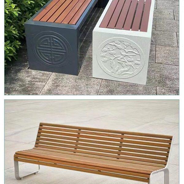 可制室外靠背防腐实木园林凳座椅长凳广场排椅休闲坐户外公园椅