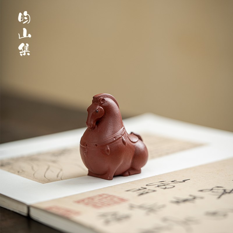 紫砂茶宠创意可爱小唐马摆件马到成功生肖手把件手U工可养茶玩精