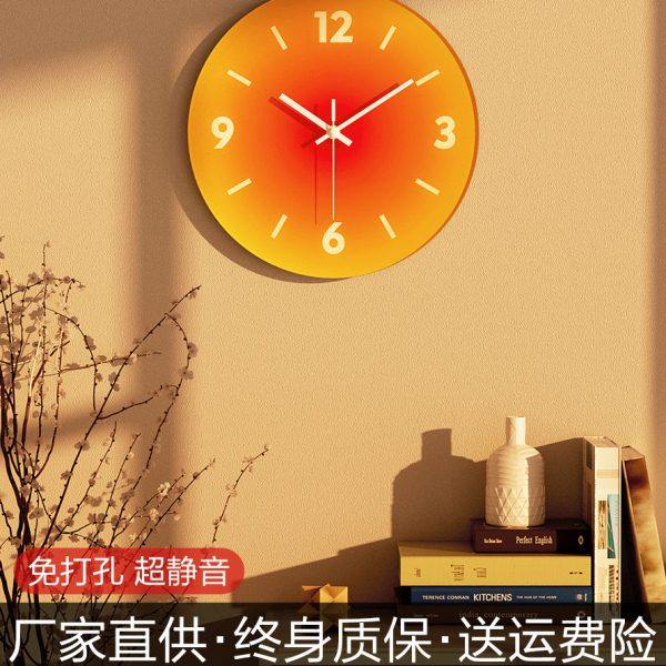 网红挂钟客厅钟表创意时尚时钟家用艺术静音玻璃钟日落简约石英钟,家居饰品,挂钟,淘宝优惠券,粉丝福利购,淘宝优惠卷