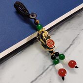 汽车钥匙挂件高档貔貅金属创意链吊坠温控适用钥匙扣车用变色招财