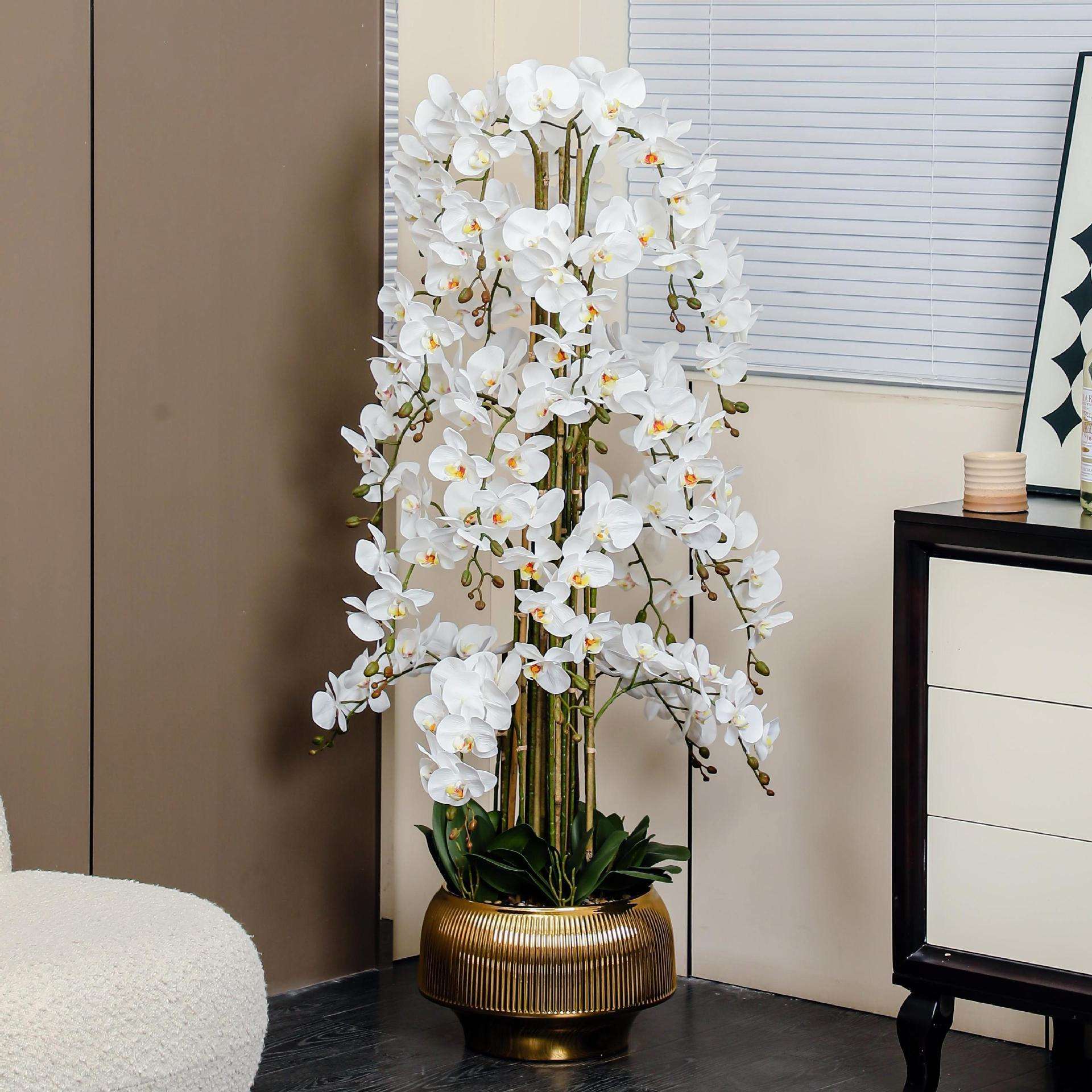 仿真花蝴蝶兰盆栽带花成品入户玄关摆件大件高级轻奢仿真植物盆景