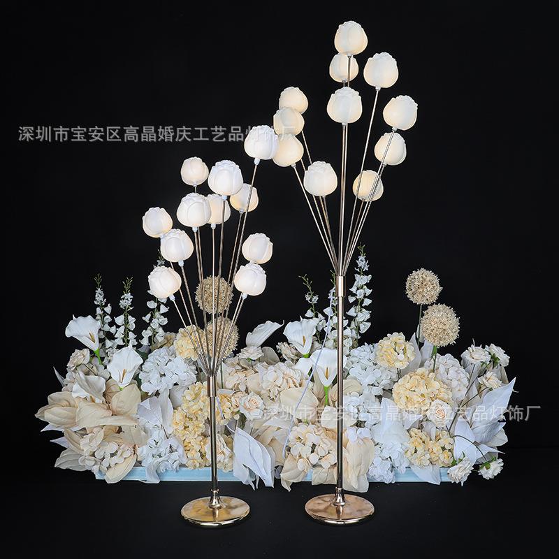 婚庆道具铁艺电镀路引灯11头发光装饰玫瑰花泡泡婚礼堂舞台布置