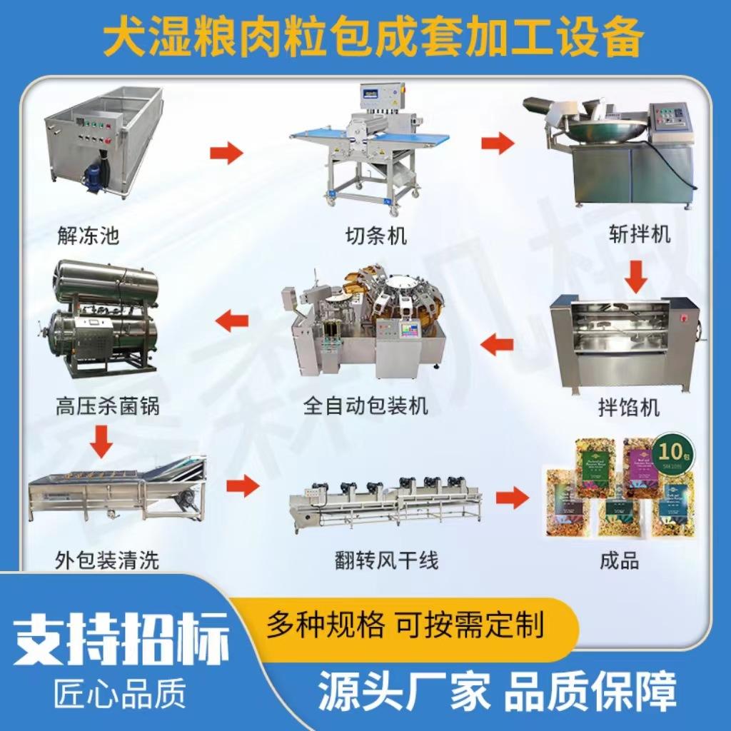 宠物湿粮鲜食包生产设备 猫条磨研机 宠物食品杀菌锅 斩拌机设备