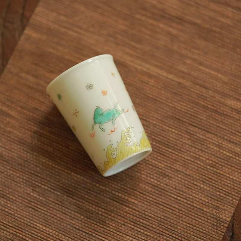 沐云言物乘风破浪主人杯景德镇中式复古手绘单杯家用茶室人文茶器