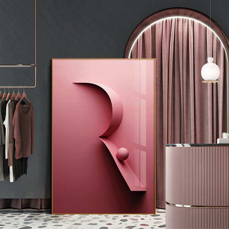 创意画 装饰画英文字母挂画 现代简约抽象客厅沙发壁画轻奢工业风