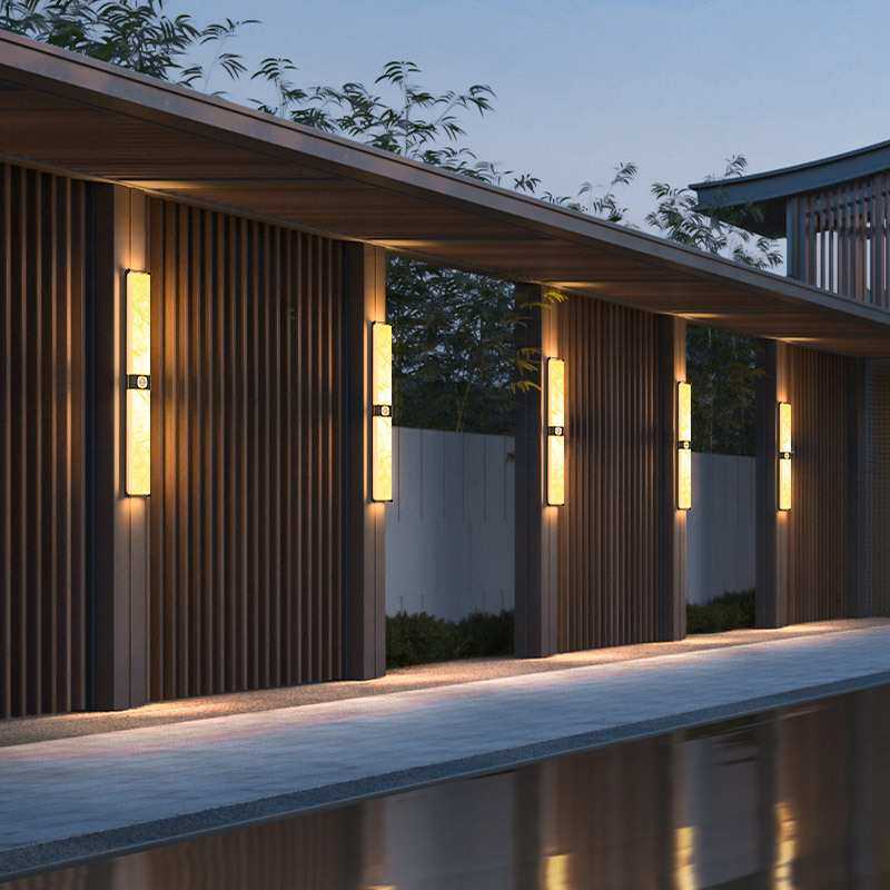 顺馨  户外云石壁灯新中式庭院灯别墅柱子壁灯中式景观灯长条壁灯