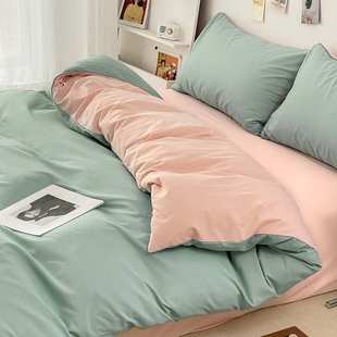 纯色混搭被套单件棉棉学生单双人150x200x230四件套床单被罩3