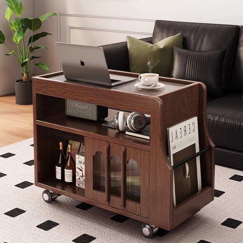 可移动边几沙发边柜侧柜小户型客厅中古风小推车多功能卧室小茶几