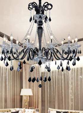 黑色水晶灯网咖ktv漫咖啡吊灯音乐餐吧主题酒店宴会厅楼梯间灯具