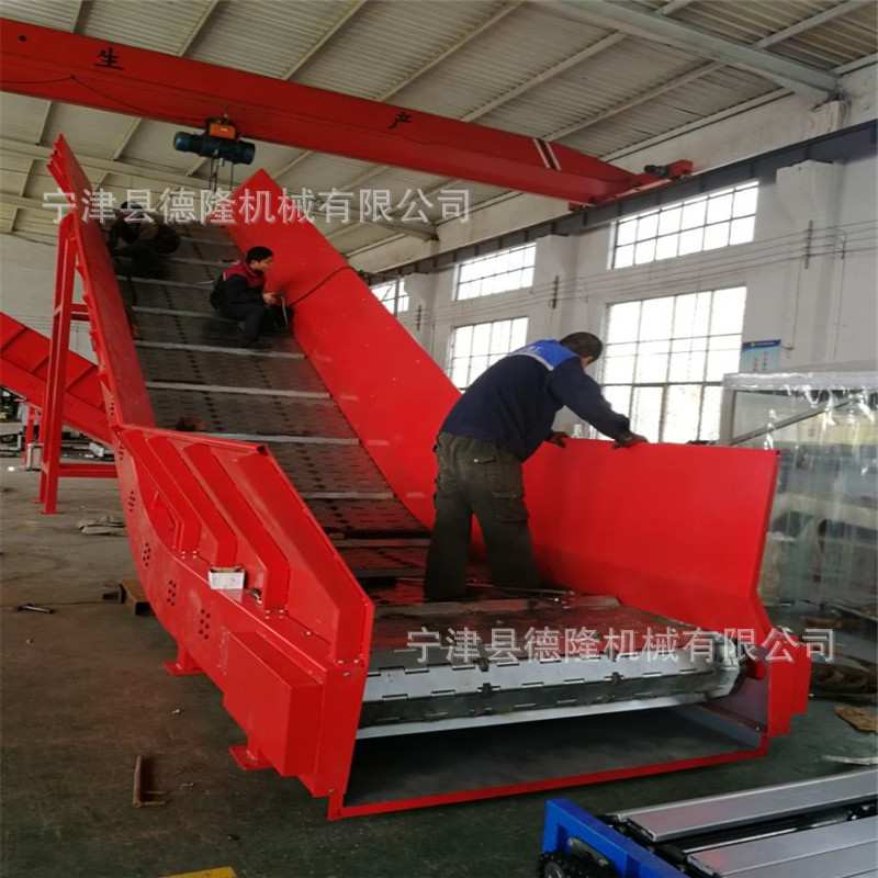 加宽链板输送机垃圾处理运输流水线传送带不锈钢链板爬坡输送机