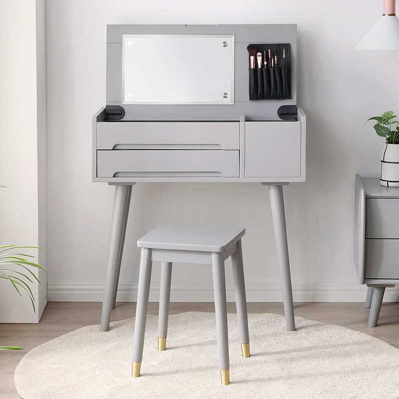 家逸 实木梳妆台化妆桌北欧化妆柜梳妆柜卧室小户型化妆台化妆镜