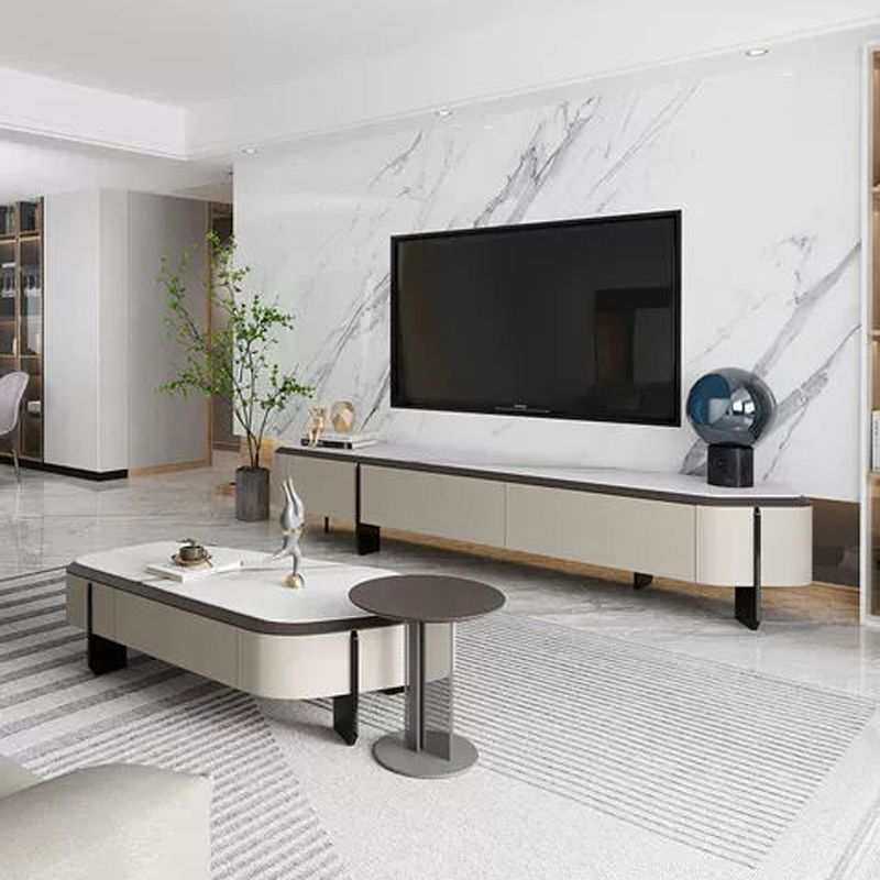 轻奢微晶石意式高级极简茶几电视柜组合客厅现代大理石北欧奢石桌