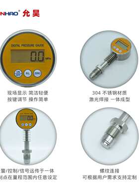 PT6477均质机电池供电数显压力表0-200MPa活动螺母G3/4无腔硬平膜