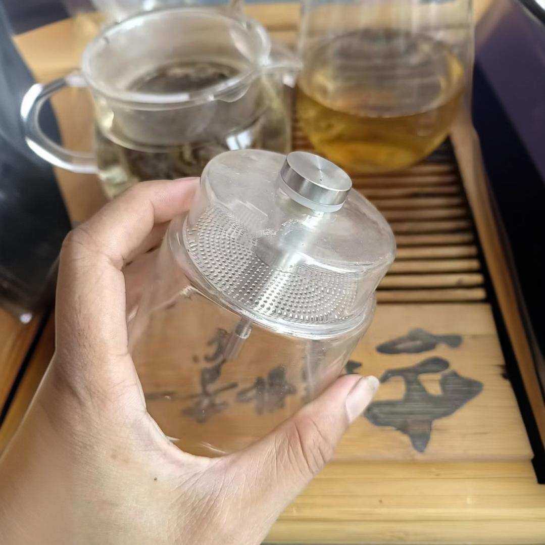 飘逸杯泡茶壶中间摁键全不锈钢配件过滤按压式冲茶器茶水分离水壶