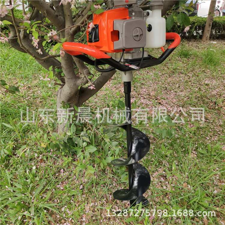 四冲程8马力挖坑机 果树种植地钻机带架子手推挖坑机
