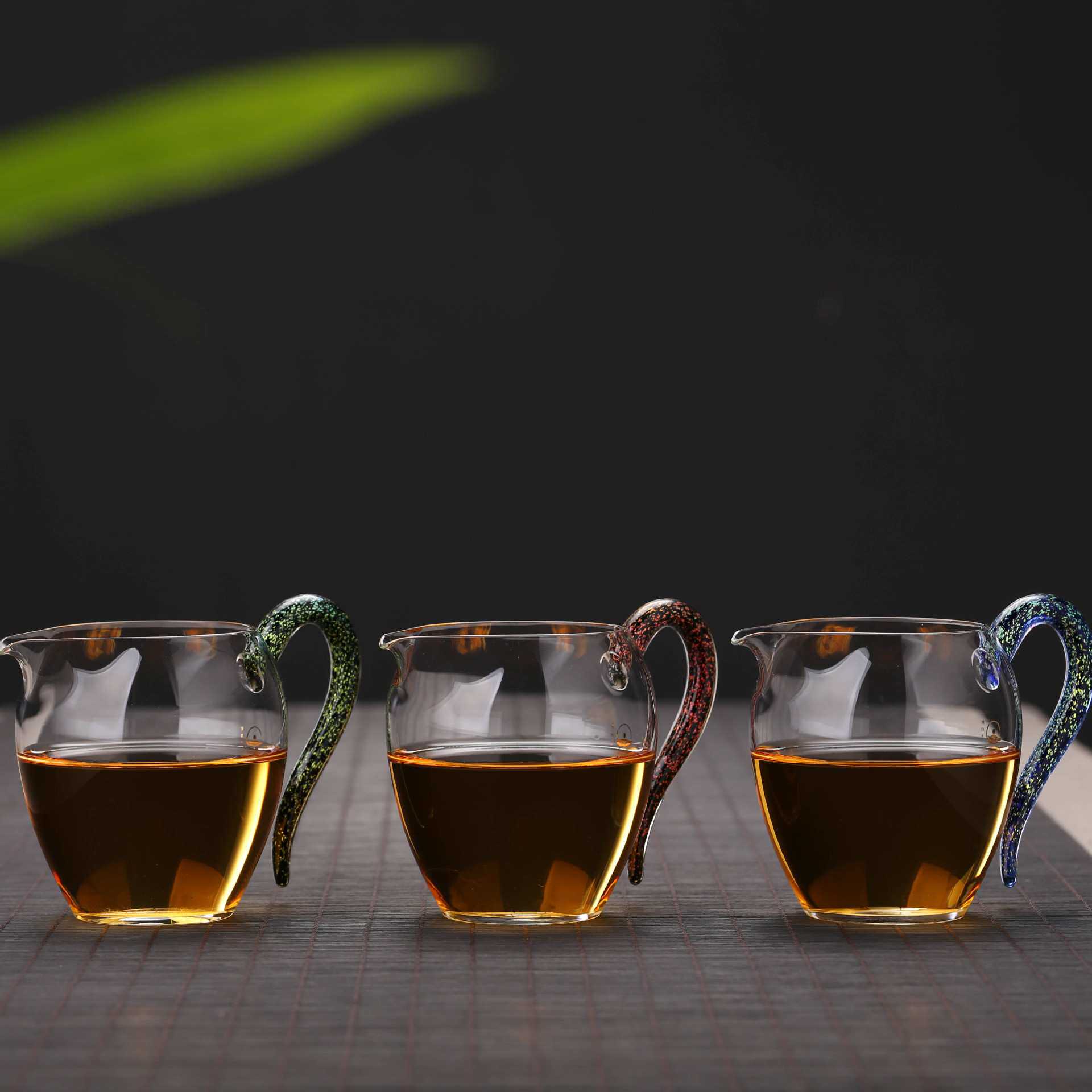 茶具公道杯小号300毫升分茶器单个纯色玻璃公道杯新羽手工