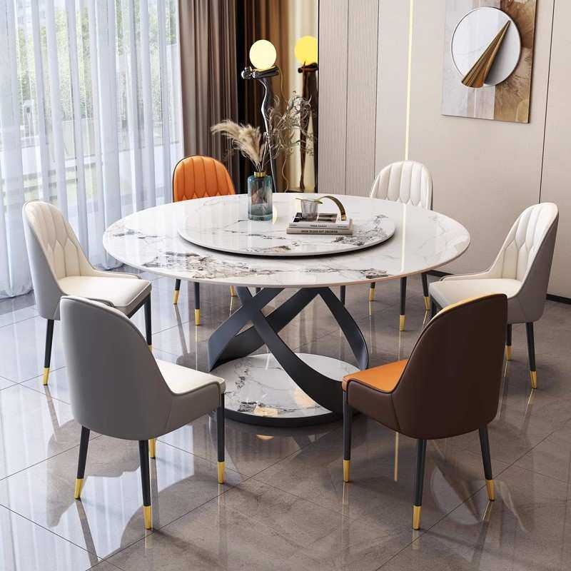 轻奢亮光岩板餐桌椅组合旋转可伸缩方圆两用折叠多功能饭桌小户型,3C数码配件,USB灯,淘宝优惠券,粉丝福利购,淘宝优惠卷