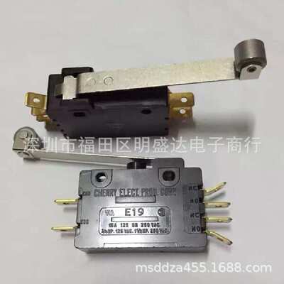 CHERRY进口微动开关 E19 双组电路 2NO2NC 长柄带滑轮 15A250VAC