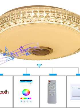 新款蓝牙音乐吸顶灯水晶边七彩RGB遥控手机APPLED节能