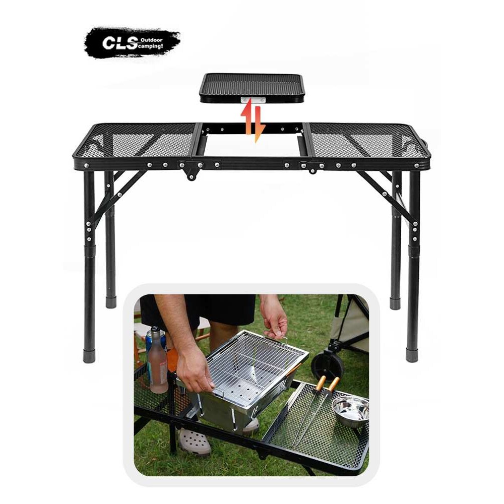 CLS户外折叠桌超轻露营野餐烧烤桌IGT炉便携自驾游车载升降网格桌