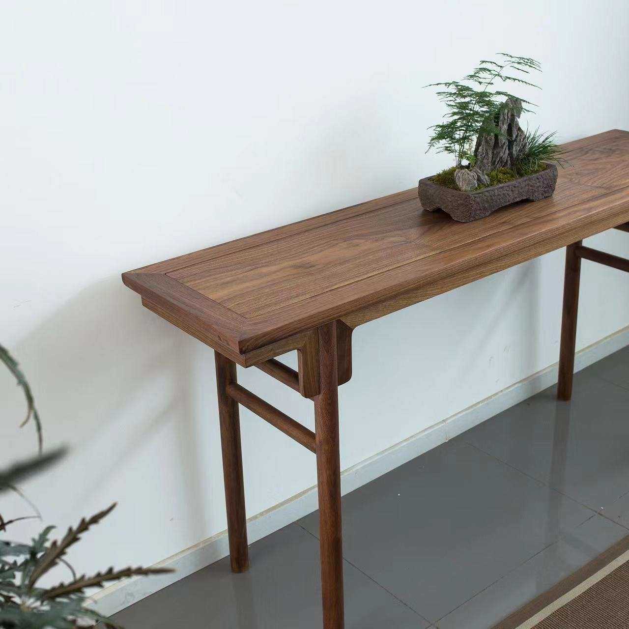 璞木禅意新中式北美黑胡桃木平头案条案玄关案仿古明式设计师家具