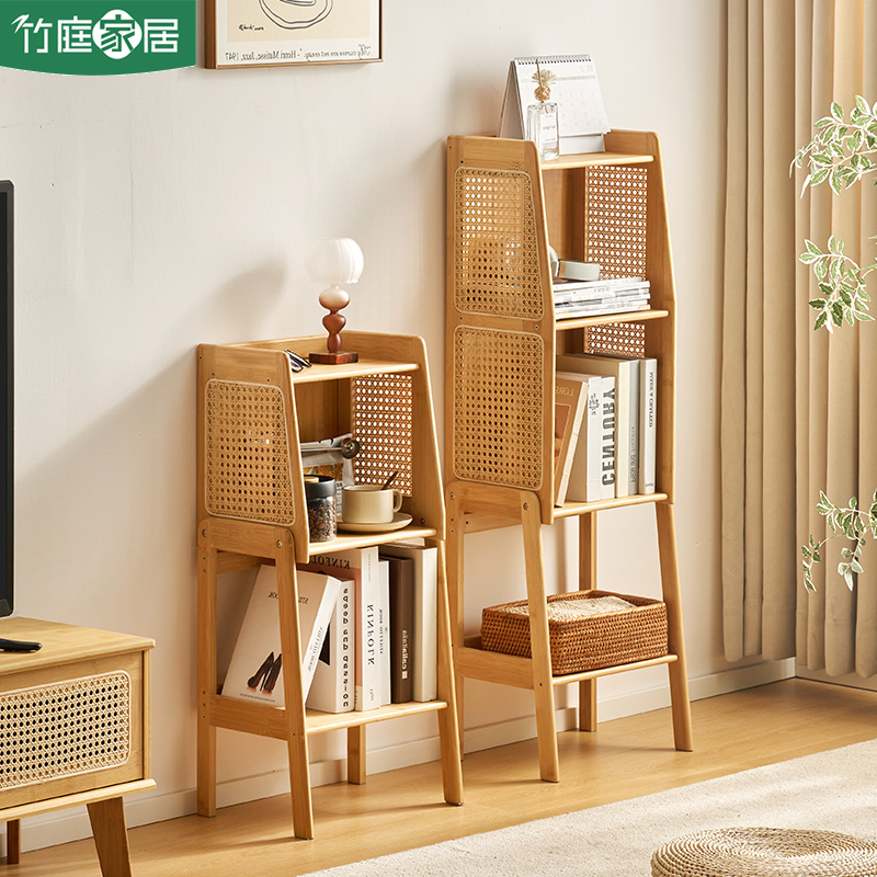 书架置物架落地藤编书柜家用客厅B电视柜旁立柜卧室床头收纳储物