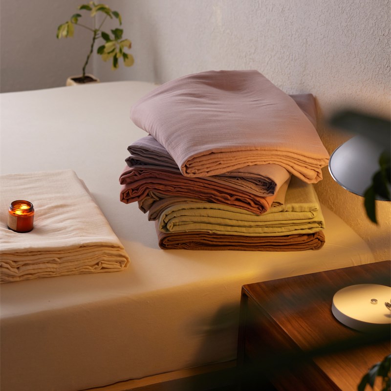 北欧床单单d件皱皱纱纯色简约床垫保护套全棉床罩褥子裸睡夏秋