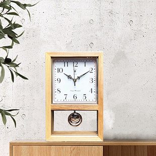 实木智能电波钟台钟日式钟表中式欧式复古座钟报时打点摆钟摆件