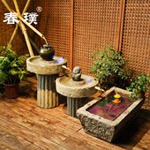 器石槽鱼缸池水景装 饰庭庭院老养鱼流水摆件花盆户外门组合景观石