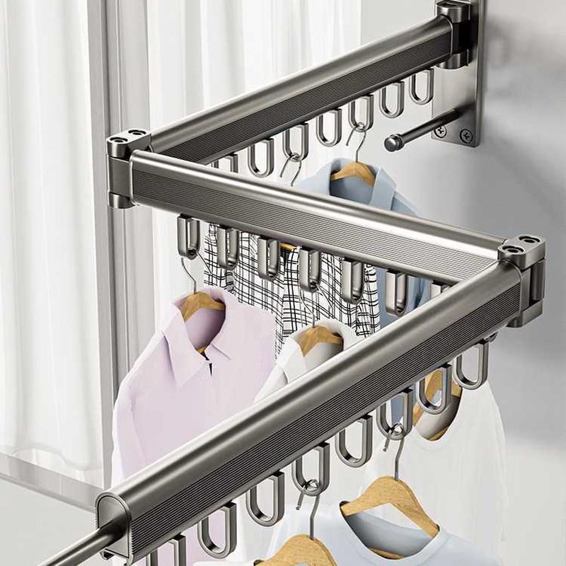 免打孔折叠晾衣架家用隐形伸缩壁挂D阳台晒被神器室内外收缩凉衣