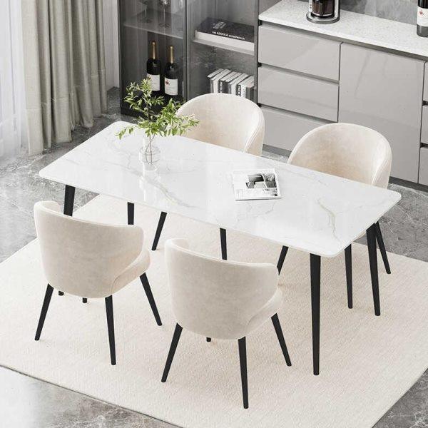 简约岩板餐桌椅组合小户型网红轻奢家用北欧饭桌凳子,住宅家具,岩板餐桌,淘宝优惠券,粉丝福利购,淘宝优惠卷