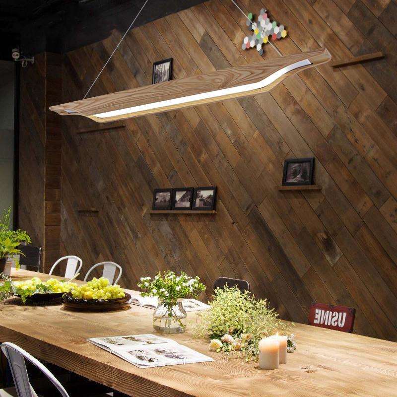 飞船吊灯实木餐厅轻奢简约LED茶楼办公室 木房子创意灯具网红灯具