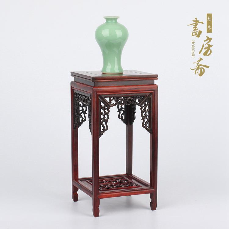 工艺品红酸枝小花架微型盆景架底座石头底座花瓶瓷器底座装饰