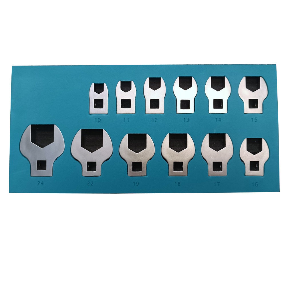 12件套公制牛角扳手3/8寸可换头活动V型口开口头公制扳手工具