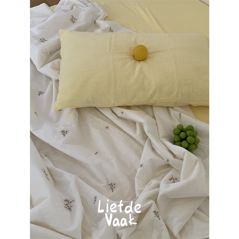 频繁热爱 【有枝】棉麻刺绣夏被柔软AO类夏季四件套空调被