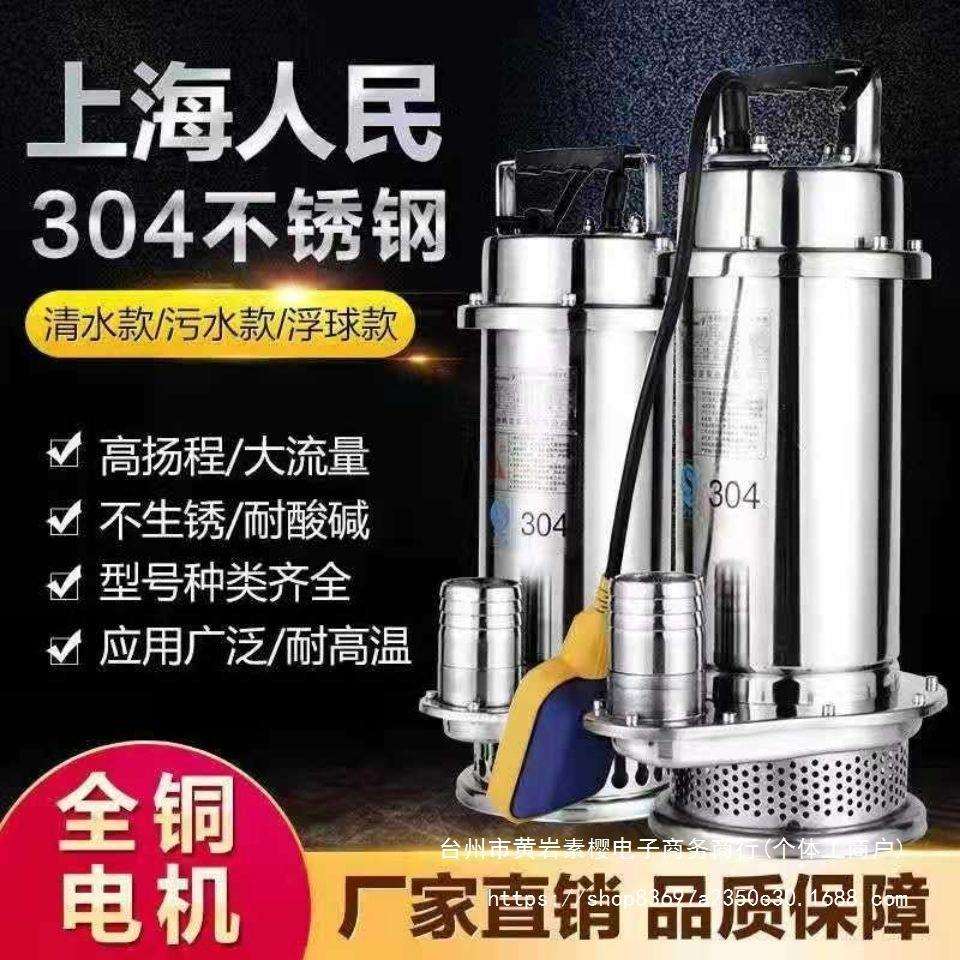 上海人民304全不绣钢潜水泵耐腐蚀化工泵耐酸碱抽污水泵正垒德株